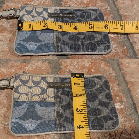 Y2K Coach Poppy Denim Patchwork Wristlet w/ Hangtag 6"x4" - Picture 4 of 7